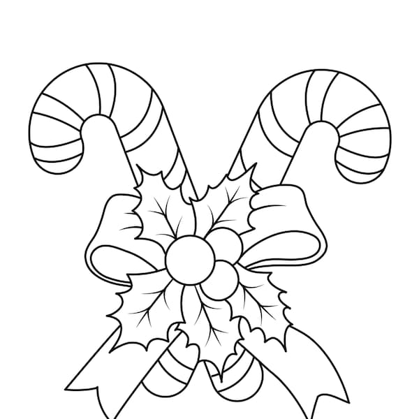 Candy Canes Coloring Page, Christmas Coloring Pages, Christmas Art Craft, Candy Canes, Holiday Color Page, Holiday Ribbon, Merry Christmas