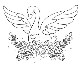 Download Swan Coloring Book Etsy