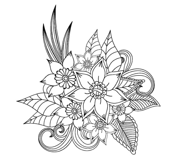 Coloring Book, Coloring Pages for Adults, Digital Coloring Book for Kids,  Flower Colouring Pages 