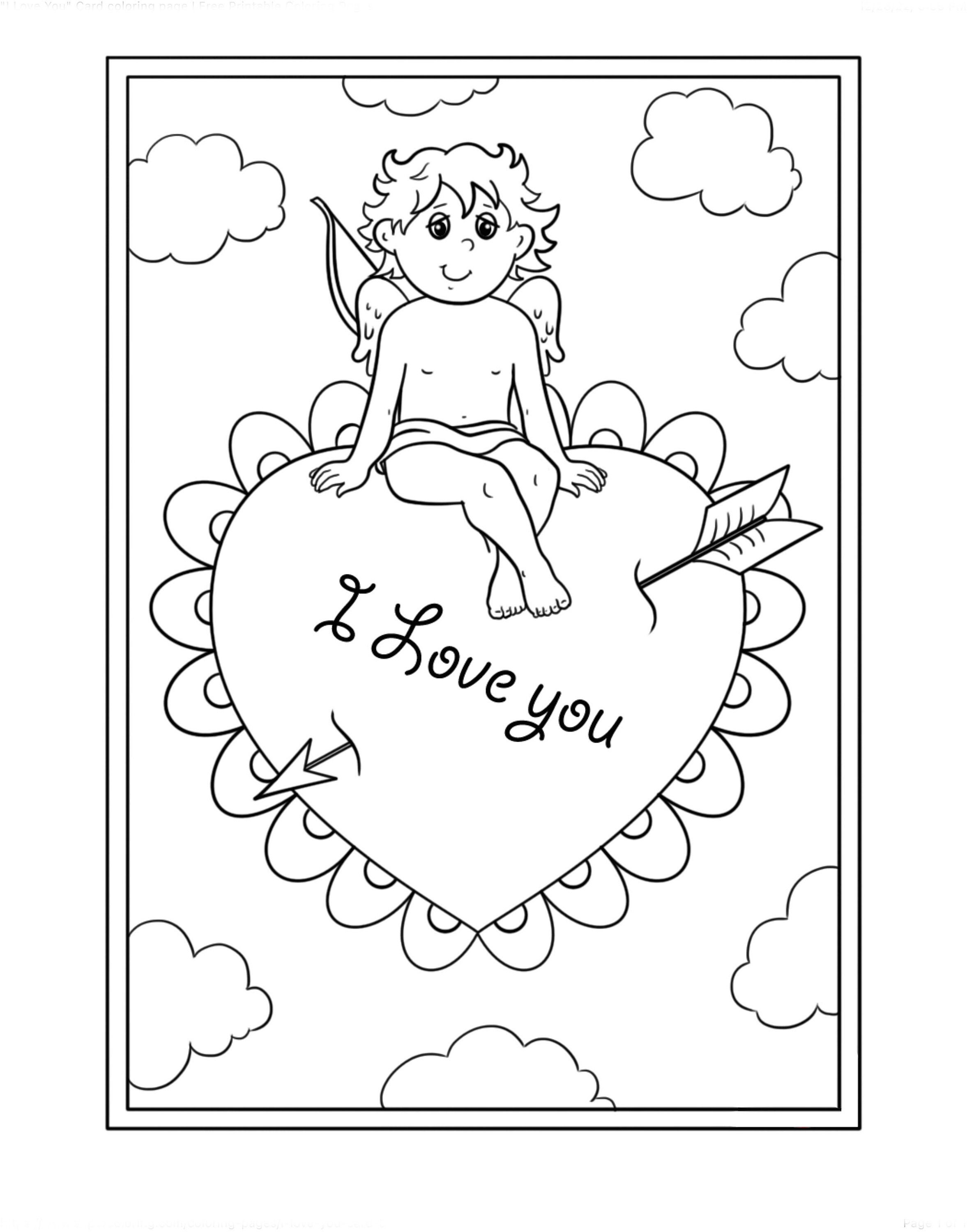 Valentine's Day Coloring Page, I Love You, Fun Coloring Page, Valentine