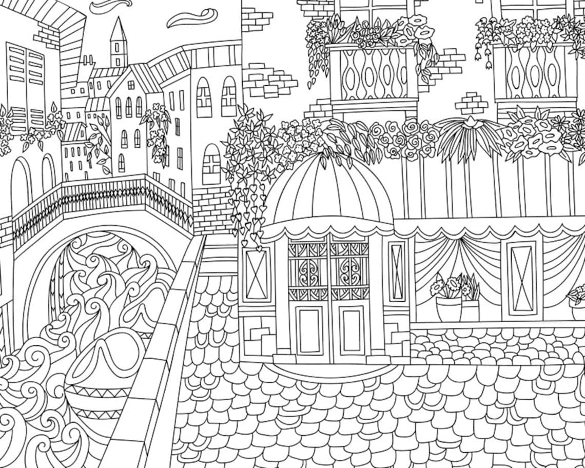 Adult Coloring Pages Cities in Europe 12 Pages Coloring - Etsy
