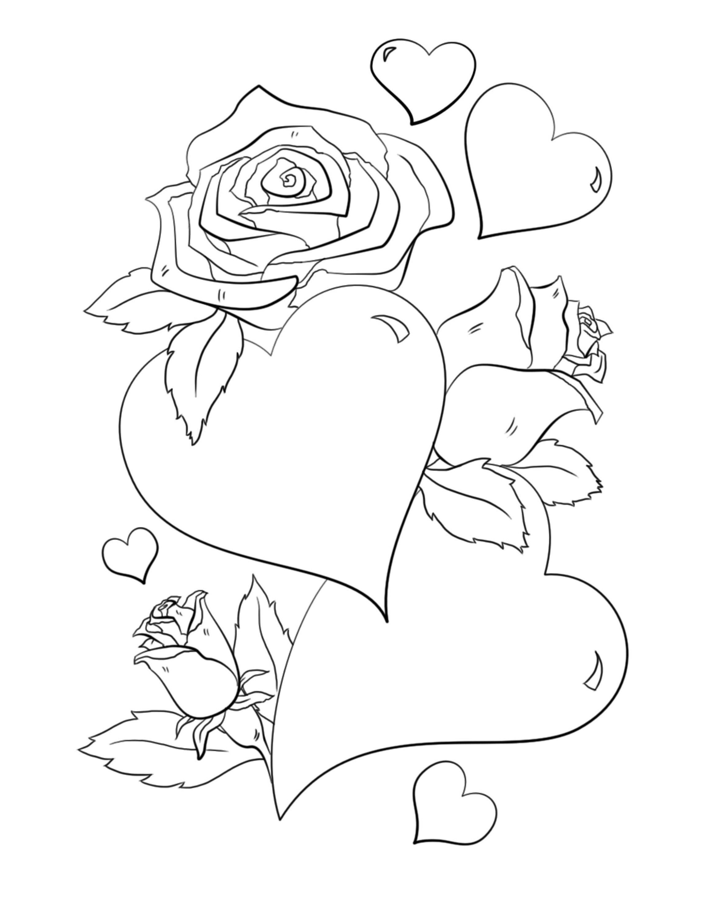 Valentine Rose Coloring Pages
