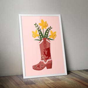 Welsh Cowgirl - Vase of Daffodils Poster Print