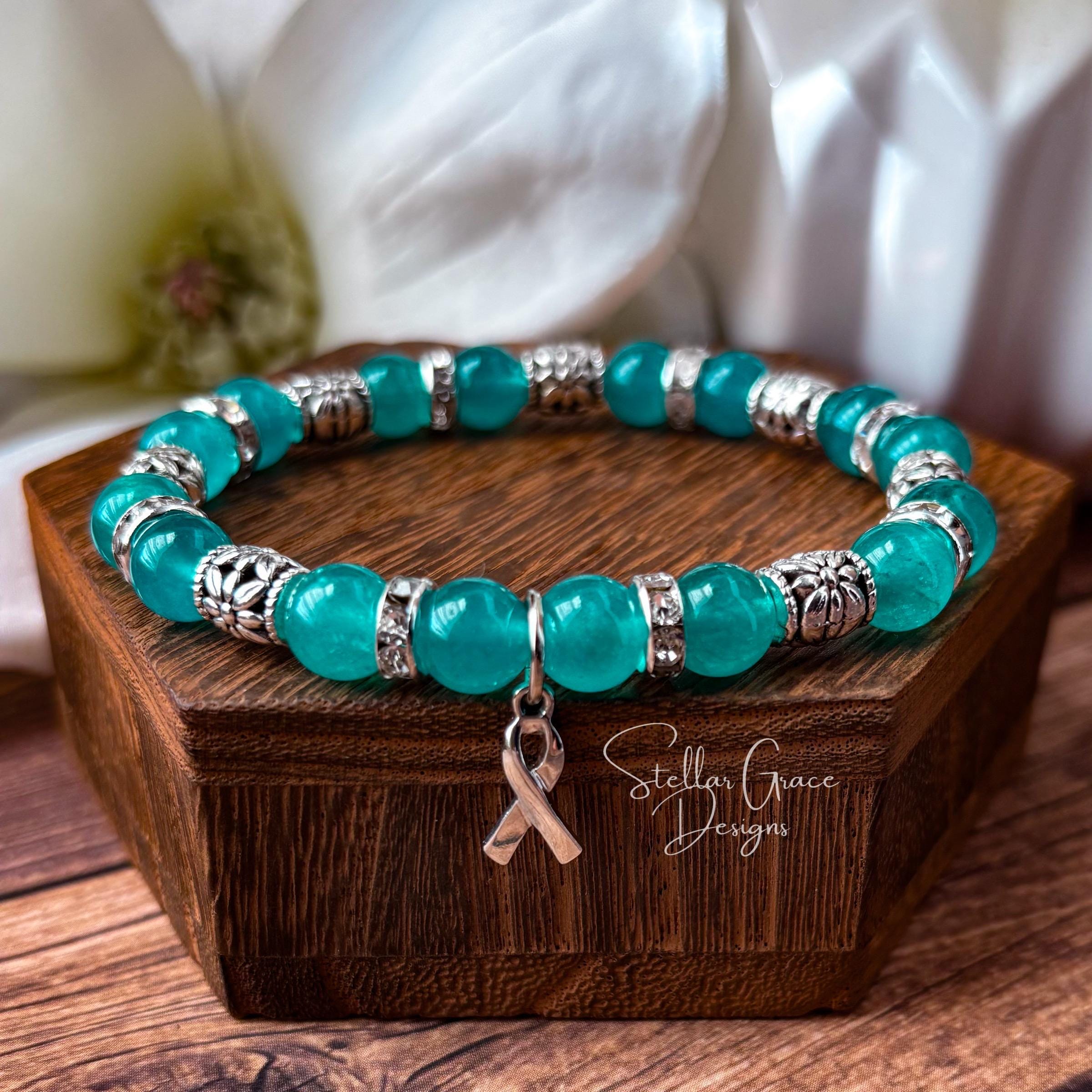 Teal Gemstone Awareness Bracelet| Ovarian Cancer, Myasthenia