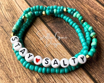 Stay Salty POTS Awareness Stretchy Stacking Bracelets | Set of Three| Vasovagal Syncope| Dysautonomia Awareness Jewelry