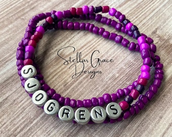 Lupus| Epilepsy| Sjögrens| Chiari| Fibromyalgia Awareness Purple Stacking Stretchy Bracelets | Set of Three| Chronic Condition Awareness