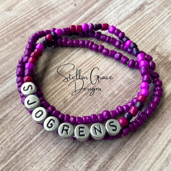 Lupus| Epilepsy| Sjögrens| Chiari| Fibromyalgia Awareness Purple Stacking Stretchy Bracelets | Set of Three| Chronic Condition Awareness