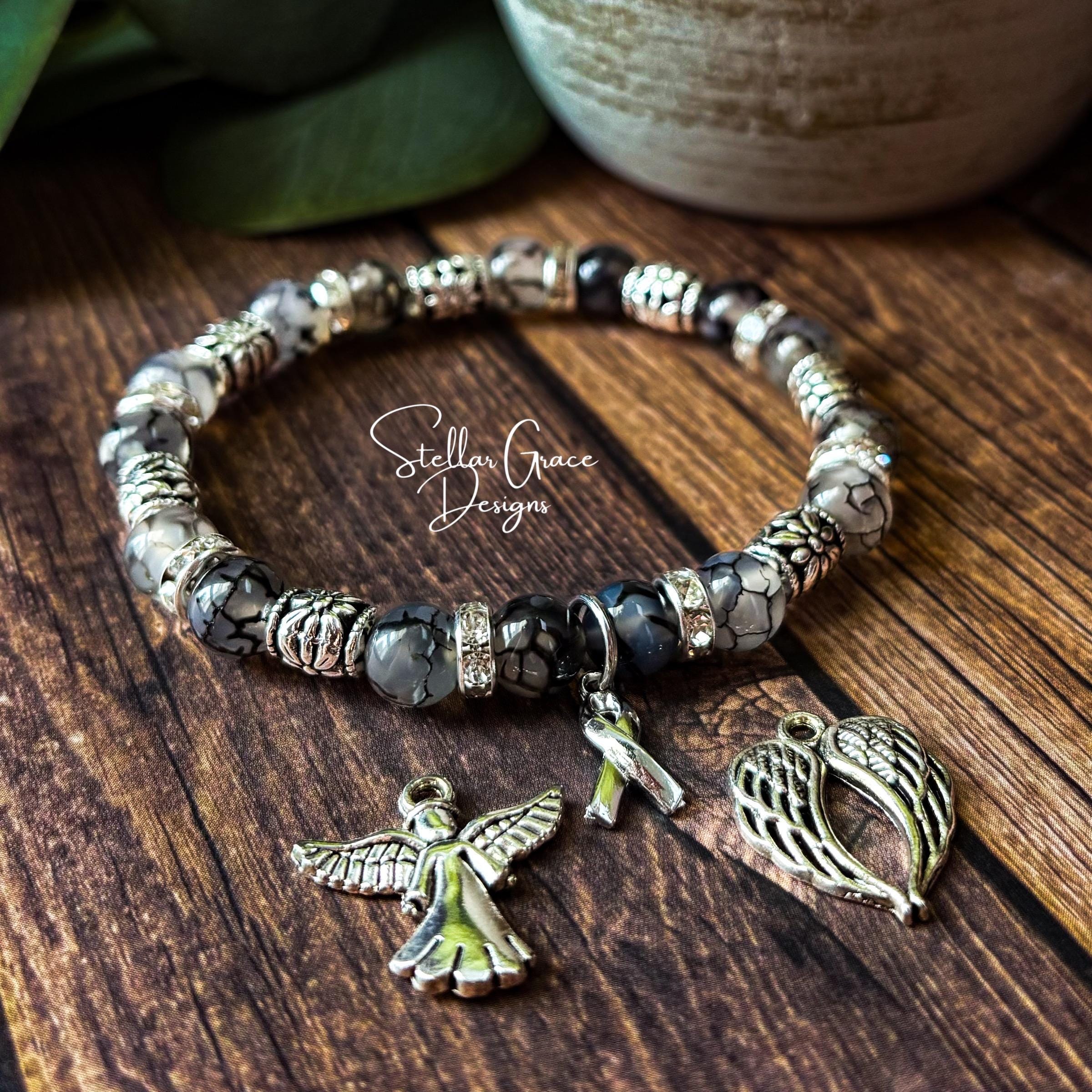 Brain Cancer/brain Tumor Awareness Bracelet| Gray Rutilated Agate