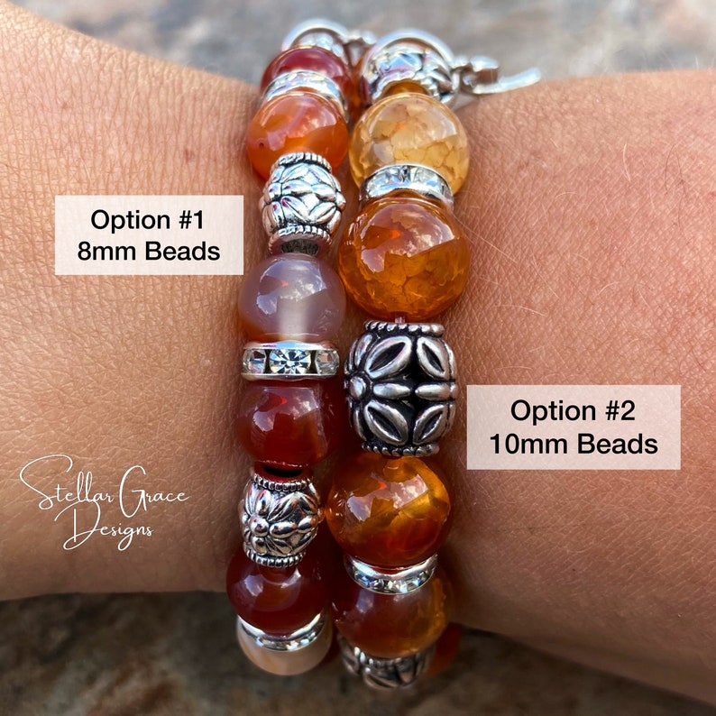 Leukemia, Multiple Sclerosis, FND, COPD, CRPS, Kidney Cancer, Emphysema, Elastic Awareness Bracelet 6.75”| Orange Fire Agate Gemstone image 7