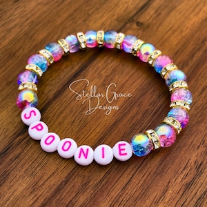 Unicorn Spoonie Awareness Bracelet| 8mm Rainbow Glass Beads| Chronic Illness Awareness