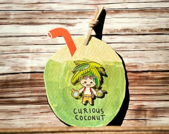 Curious Coconut Enamel Pin