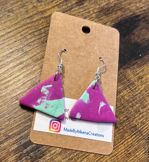 Triangle clay dangle earrings