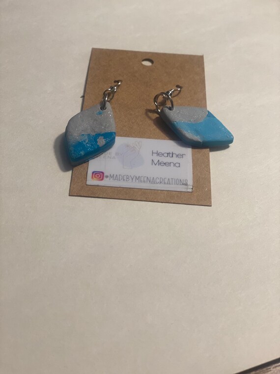 Beach themed clay dangle earrings
