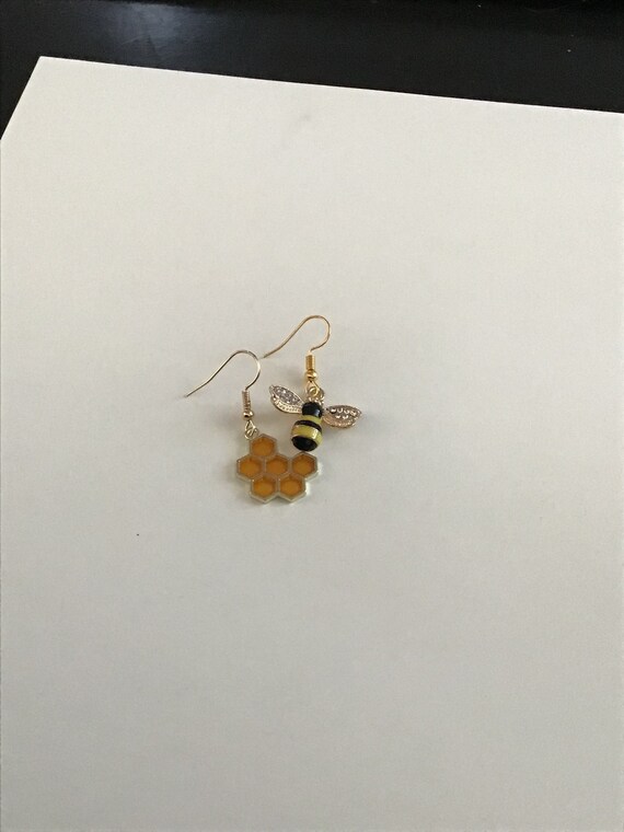 Bee and honey dangle earrings