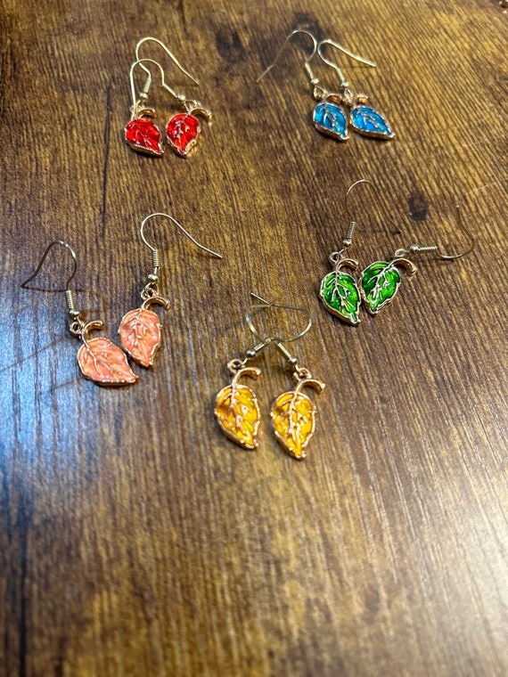 NEW fall autumn colorful leaf earrings
