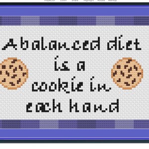 A balanced diet is a cookie in each hand cross stitch pattern