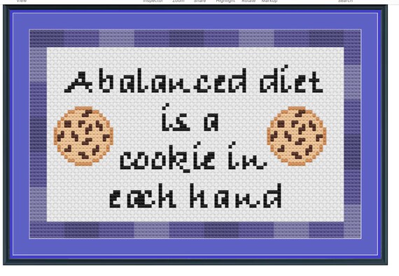 A balanced diet is a cookie in each hand cross stitch pattern
