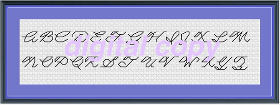 small uppercase cursive alphabet cross stitch embroidery needlepoint
