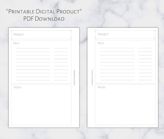 A6 Simplified Project Planner Printable Planner Insert A6 | Etsy