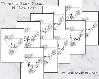 PW Floral Section Cover Bundle | Printable Planner Dashboard | Personal Wide Size | 6 Ring Planner