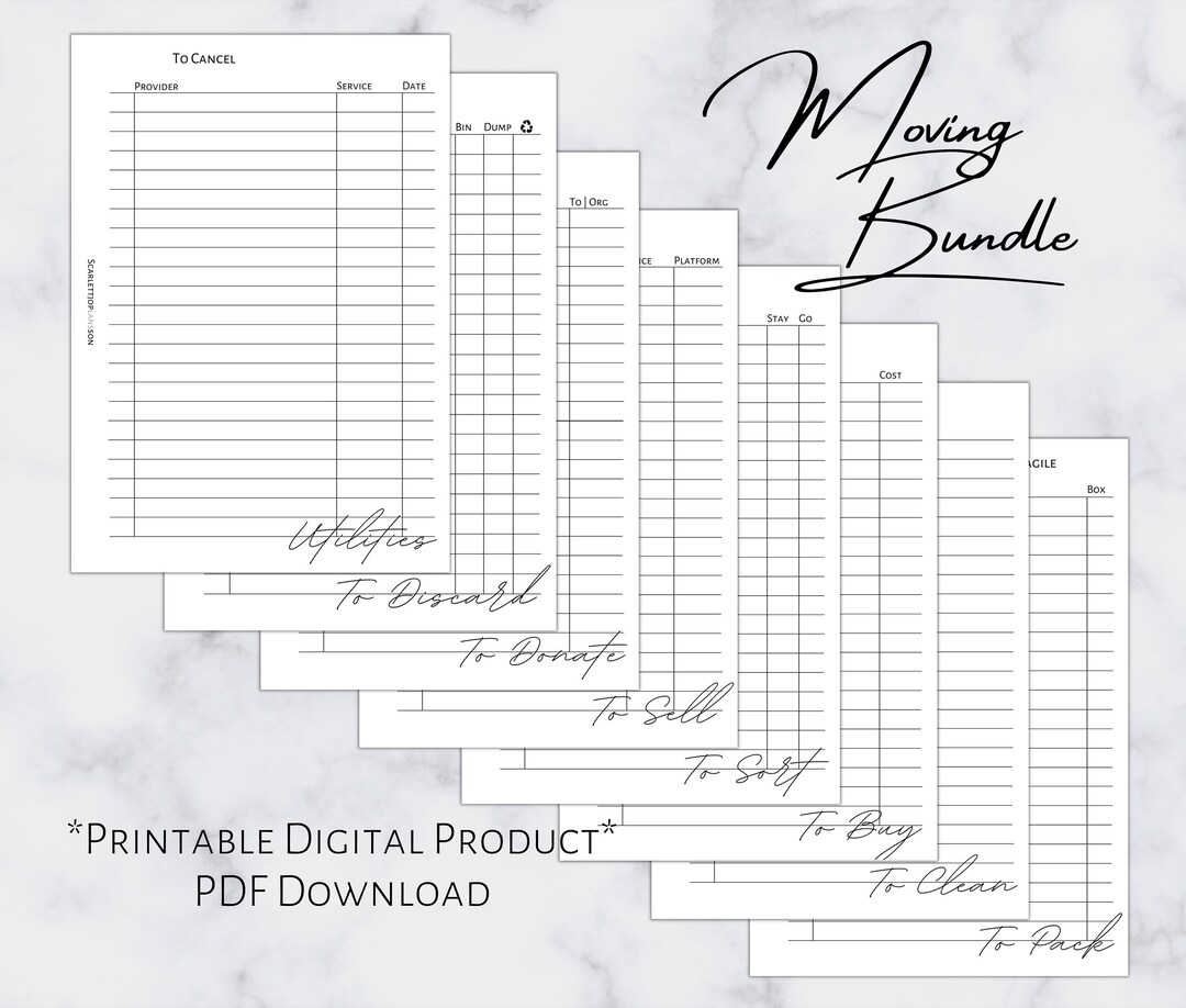 A6 Moving Bundle | Printable Planner Insert | A6 Size | 6 Ring Planner ...