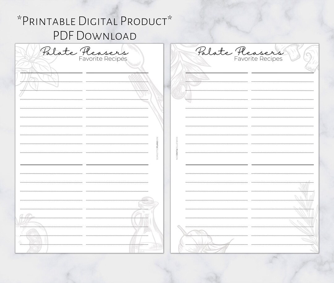 A6 Favorite Recipe Insert | Printable Planner Insert | A6 Size | 6 Ring ...