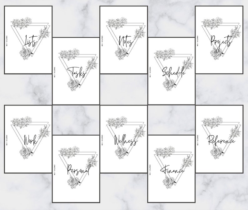 A6 Floral Section Cover Bundle | Printable Planner Dashboard | A6 Size ...