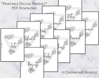 Pocket Floral Section Cover Bundle | Printable Planner Dashboard | Pocket Size | 6 Ring Planner