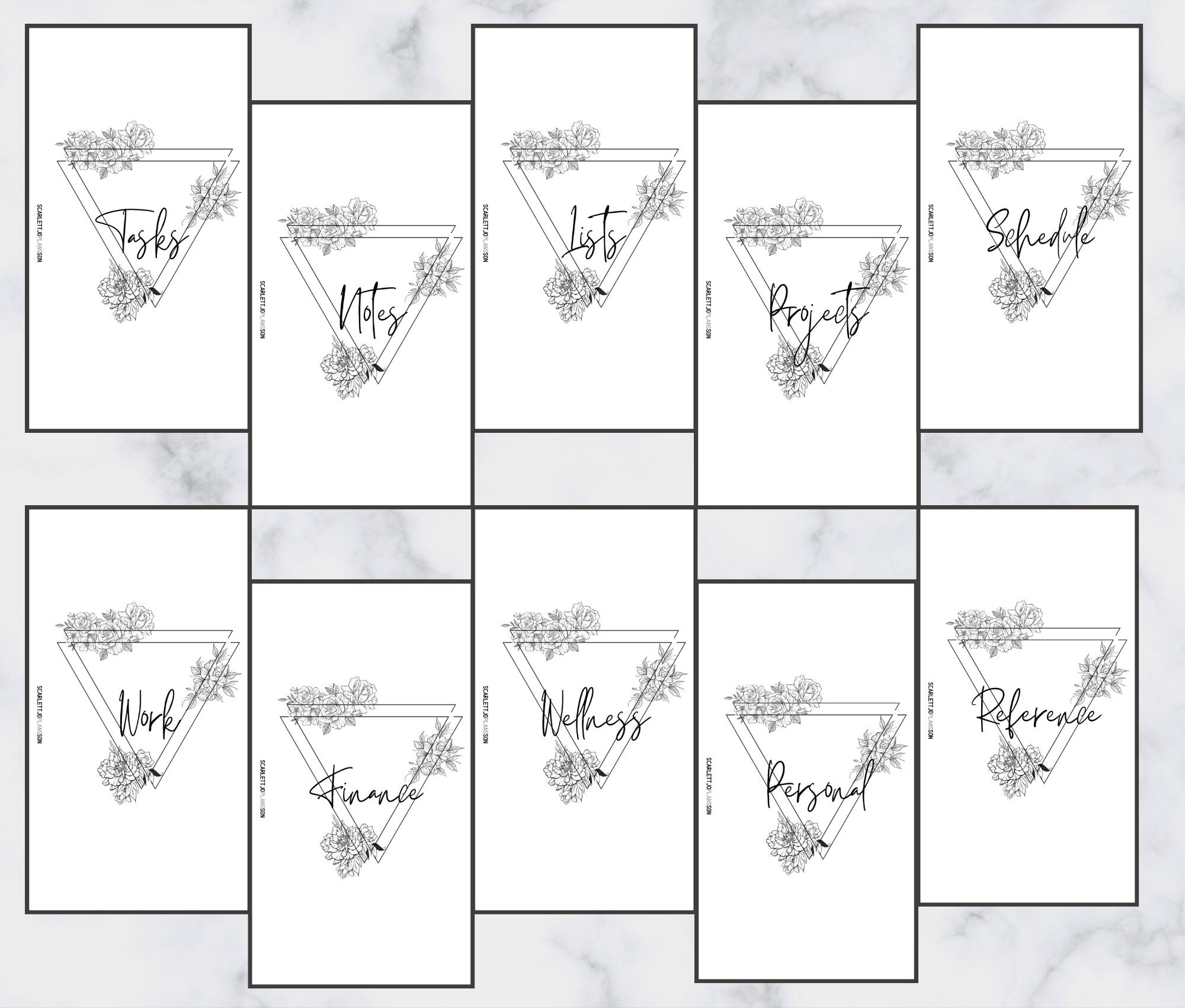 Personal Floral Section Cover Bundle Printable Planner Dashboard ...