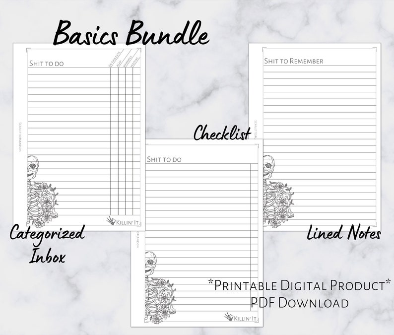 A6 Basics Bundle | Printable Planner Insert | A6 Size | 6 Ring Planner ...