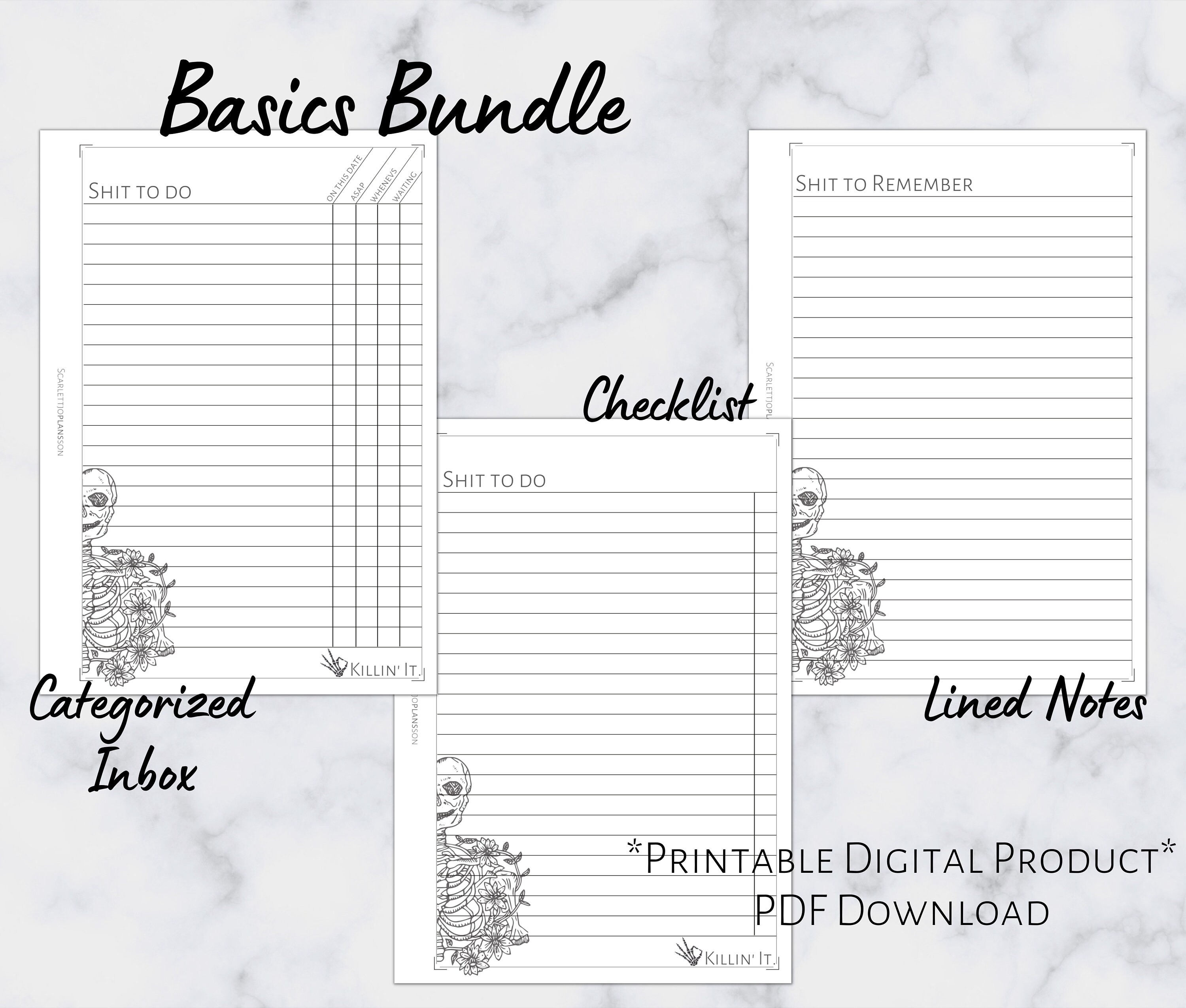 A6 Basics Bundle | Printable Planner Insert | A6 Size | 6 Ring Planner ...