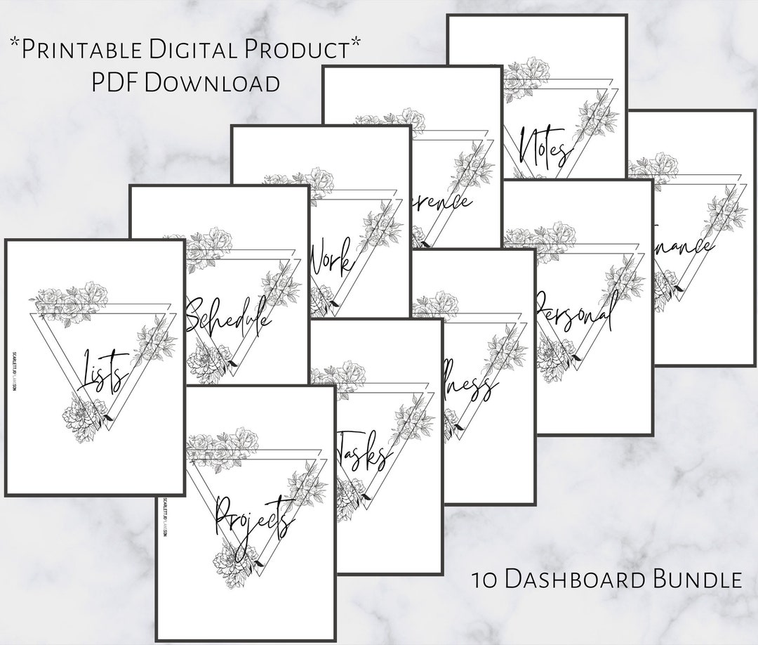 A6 Floral Section Cover Bundle | Printable Planner Dashboard | A6 Size ...