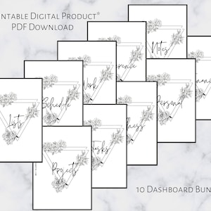 A6 Floral Section Cover Bundle | Printable Planner Dashboard | A6 Size | 6 Ring Planner