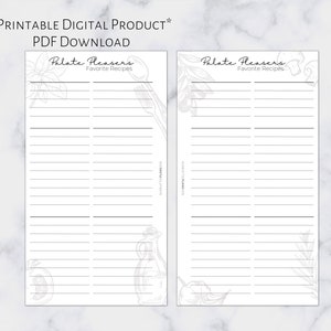 Personal Favorite Recipes Insert | Printable Planner Insert | Personal Size | 6 Ring Planner