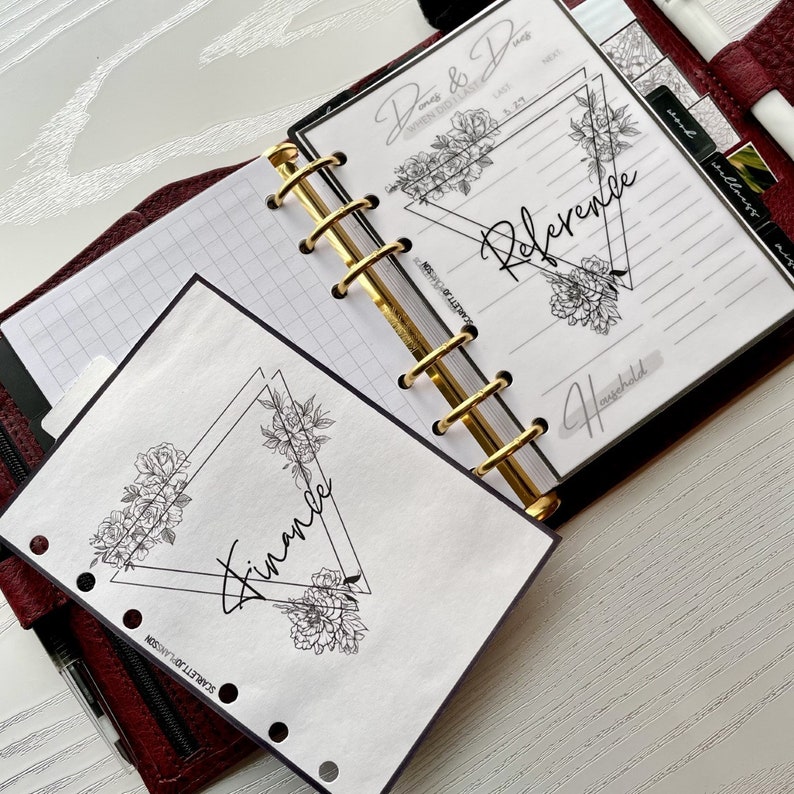 A5 Floral Section Cover Bundle | Printable Planner Dashboard | A5 Size ...
