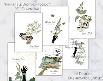 Pocket Ghoulish Garden Dashboard Bundle | Printable Planner Dashboard | Pocket Size | 6 Ring Planner