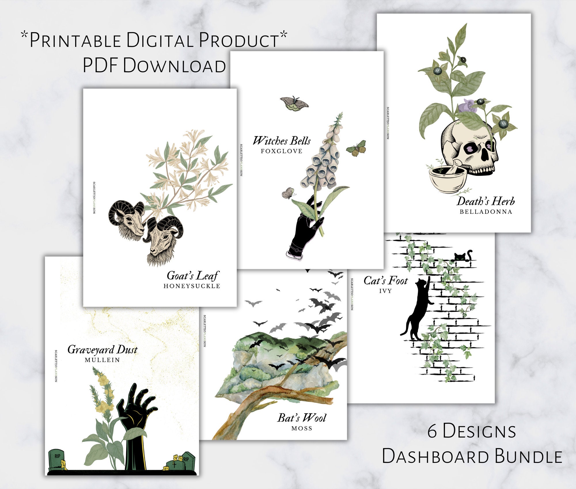 A6 Ghoulish Garden Dashboard Bundle Printable Planner Dashboard A6 Size