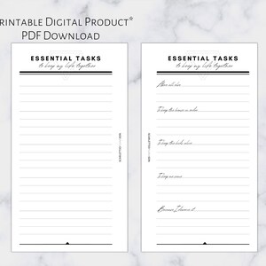 Tarefas pessoais essenciais | Planner para impressão | Tamanho pessoal | Planner de 6 anéis