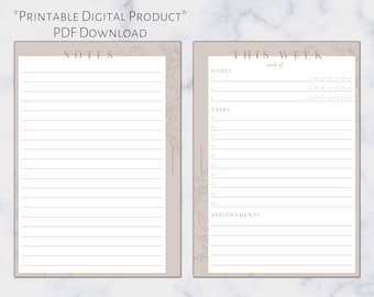 A5 Focused Weekly Insert | Printable Planner Insert | A5 Size | 6 Ring Planner