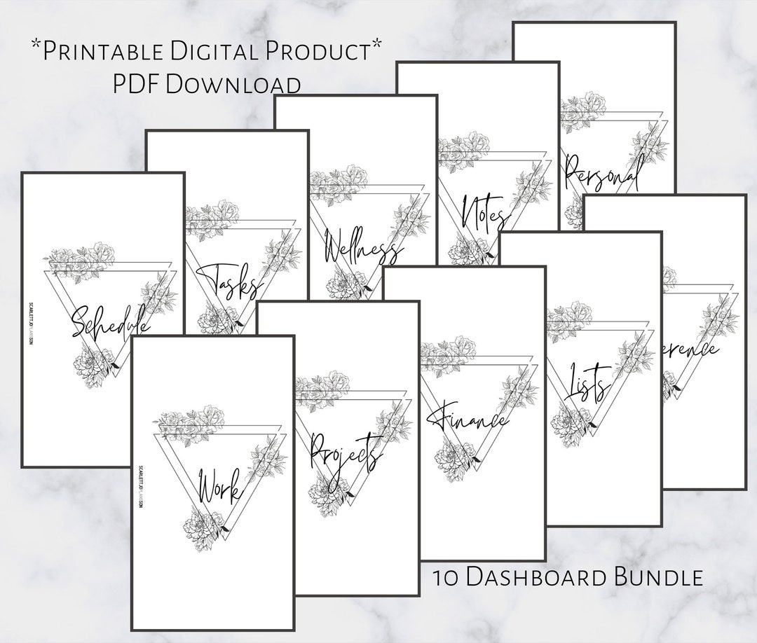 Personal Floral Section Cover Bundle | Printable Planner Dashboard ...
