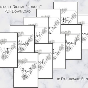 A5 Floral Section Cover Bundle | Printable Planner Dashboard | A5 Size | 6 Ring Planner