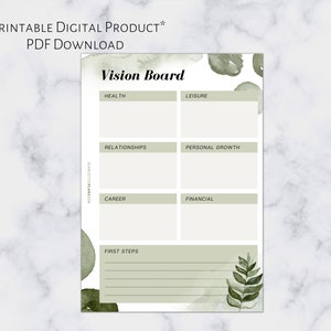 A5 Vision Board | Printable Planner Insert | A5 Size | 6 Ring Planner