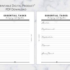 Tarefas Essenciais A6 | Planner Inserível para Imprimir | Tamanho A6 | Planner de 6 Anéis