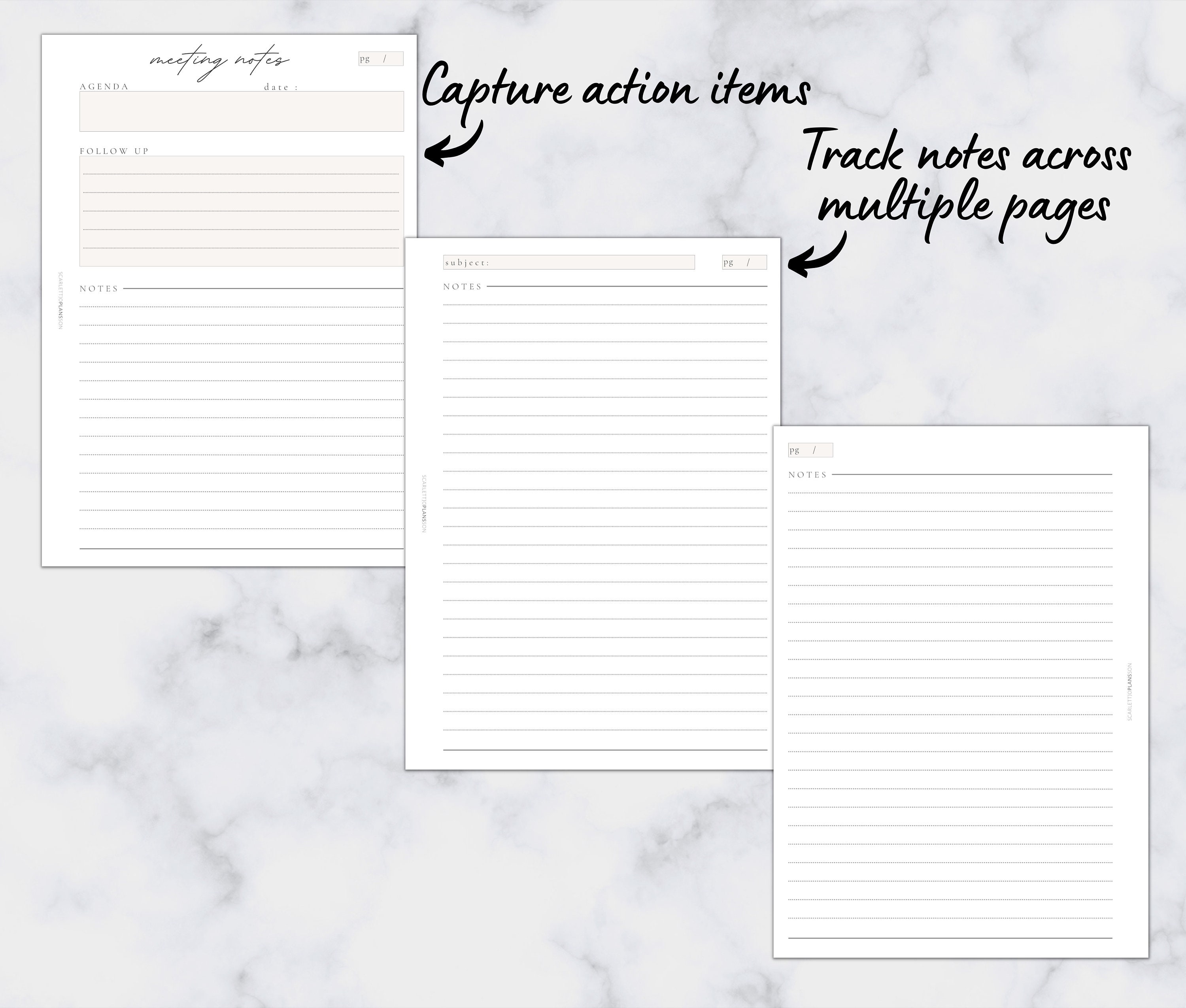 A6 Meeting Notes Insert Printable Planner Insert A6 Size 6 Ring Planner ...