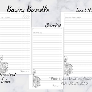 Personal Basics Bundle | Printable Planner Insert | Personal Size | 6 Ring Planner