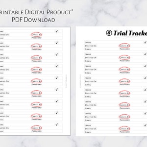 Pocket Trial Tracker | Planner para impressão | Tamanho de bolso | Planner de 6 anéis