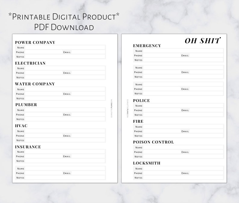 A6 Oh Shit List Printable Planner Insert A6 Size 6 Ring Planner - Etsy