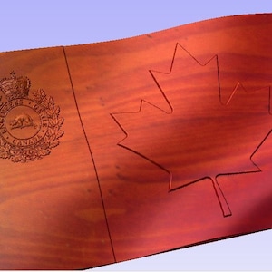 Wavy Canadian flag with Royal Canadian Engineer Badge Stl file download.  For CNC Router