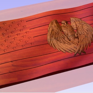 Wavy American Flag with Eagle STL 3D.  2 Stl files for download, CNC STL, American flag stl, American flag file, wavy American flag design