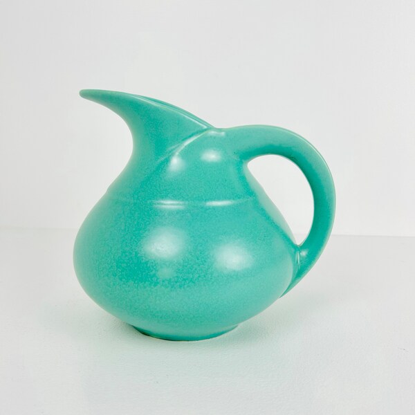 Seafoam Green Harlequin Ball Jug Pitcher Vase Dutch Art Deco Studio Pottery